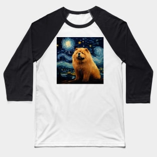 Chow Chow Painted in Starry Night style Baseball T-Shirt